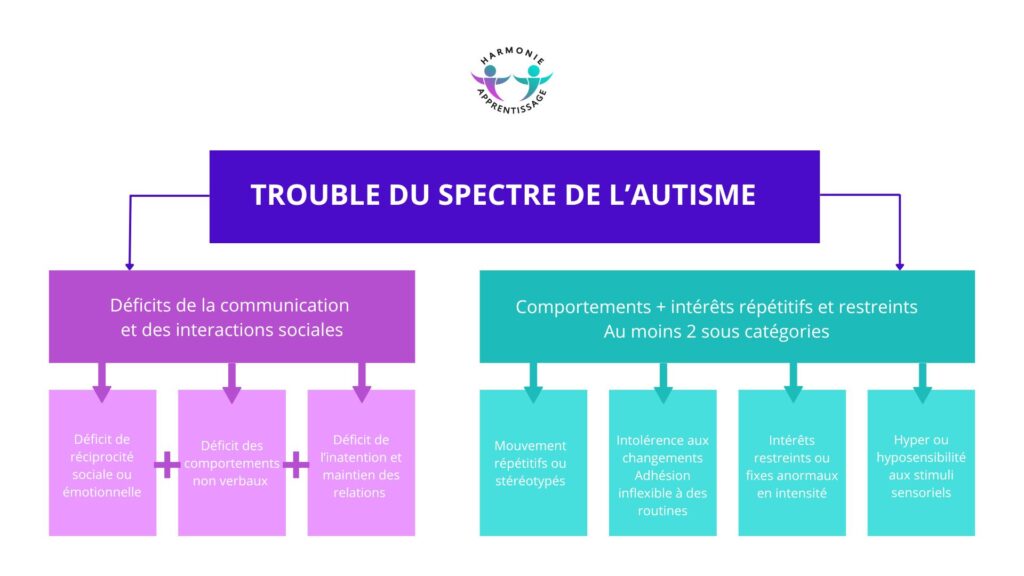 Schéma explicatif des critères du trouble du spectre de l'autisme TSA