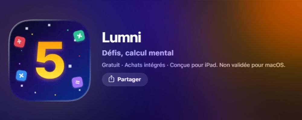 Bannière pour la plateforme Lumni, présentant le logo "Lumni" avec un chiffre '5' stylisé et l'accroche "L'école, c'est aussi". À droite, un visuel d'application mobile sur un fond coloré en dégradé.